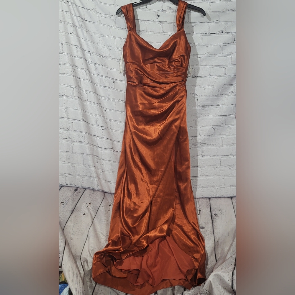 Galina Signature Satin Maxi Dress - Copper Size 8